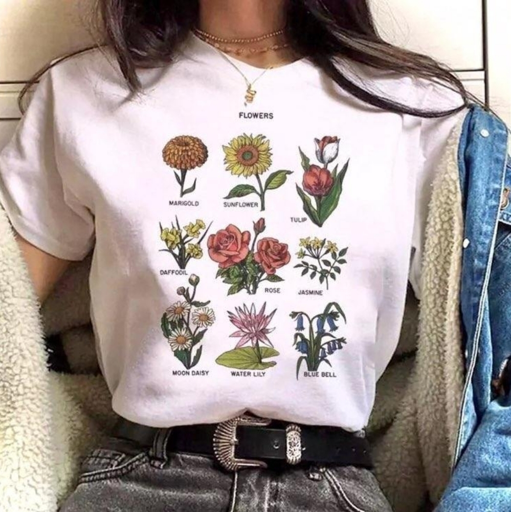 Flower Frenzy White Graphic Tee
